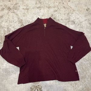 Tommy‎ Bahama Sweater Mens Large Maroon Quarter Zip Wool Nylon And Silk Pullover